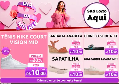 Modelo de Encarte para Encarte A4 Horizontal com o tema Dia da Mulher para Calçados