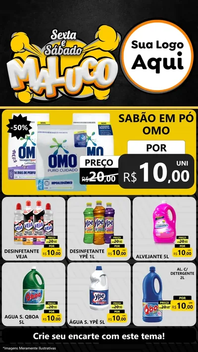 Modelo de Rede Social para Stories com o tema Sexta e Sábado Maluco para Produtos de Limpeza
