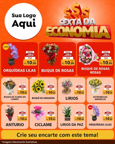 Modelo de Rede Social para Feed Instagram com o tema Sexta da Economia para Floricultura e jardim