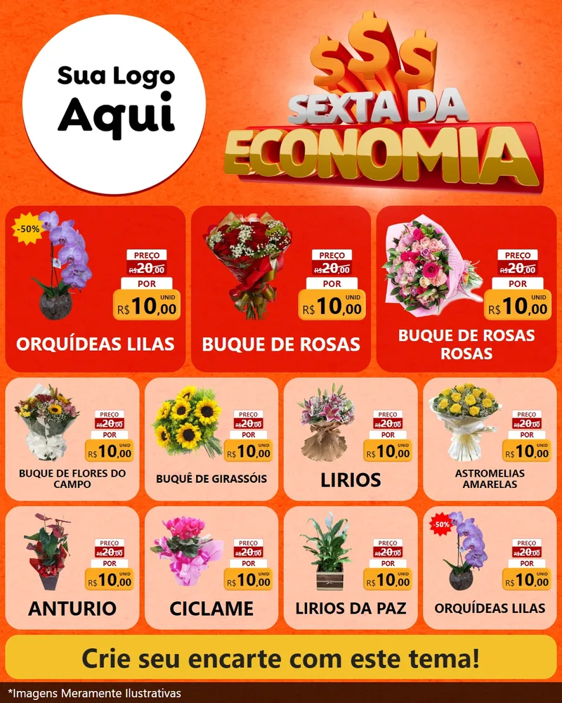 Modelo de Rede Social para Feed Instagram com o tema Sexta da Economia para Floricultura e jardim