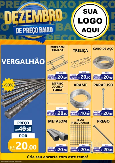 Modelo de Encarte para Encarte A4 Vertical com o tema Dezembro de Preço Baixo para Ferragens