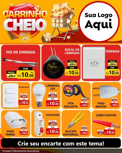 Modelo de Rede Social para Feed Instagram com o tema Promoção carrinho cheio para Materiais Elétricos