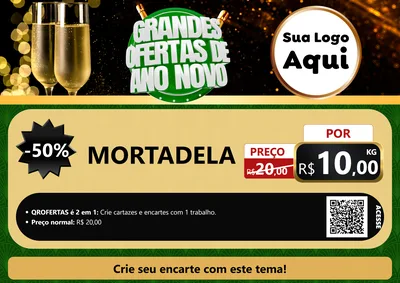 Modelo de Cartaz para Cartaz A4 Horizontal com o tema Grandes Ofertas de Ano Novo para Frios e Laticínios