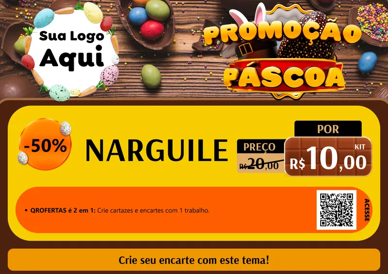 Modelo de Cartaz para Cartaz A4 Horizontal com o tema Promoção Páscoa para Tabacaria