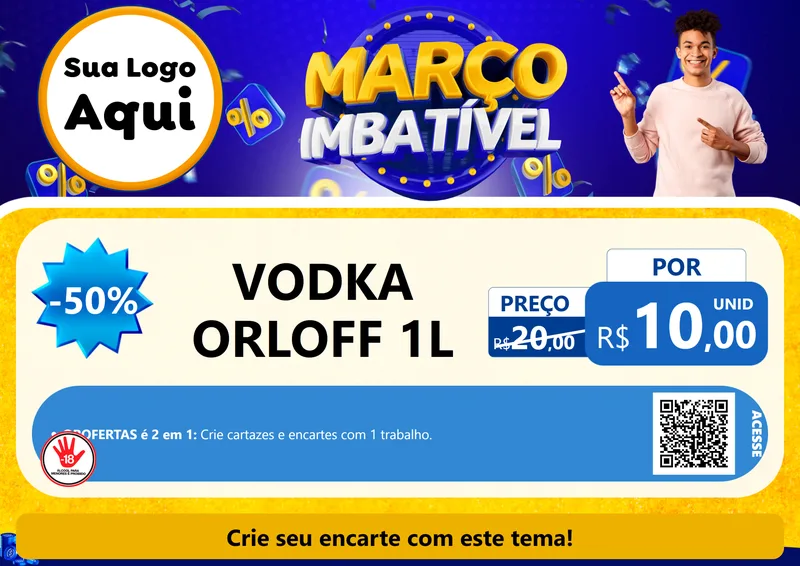 Modelo de Cartaz para Cartaz A4 Horizontal com o tema Março Imbatível para Distribuidora de bebidas