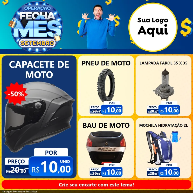 Modelo de Rede Social para Feed Facebook com o tema Operação Fecha Mês Setembro para Moto peças