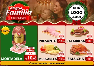 Modelo de Encarte para Encarte A4 Horizontal com o tema Alegria Em Família - Super Ofertas para Frios e Laticínios