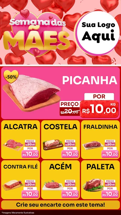 Modelo de Rede Social para Stories com o tema Semana Das Mães para Açougue