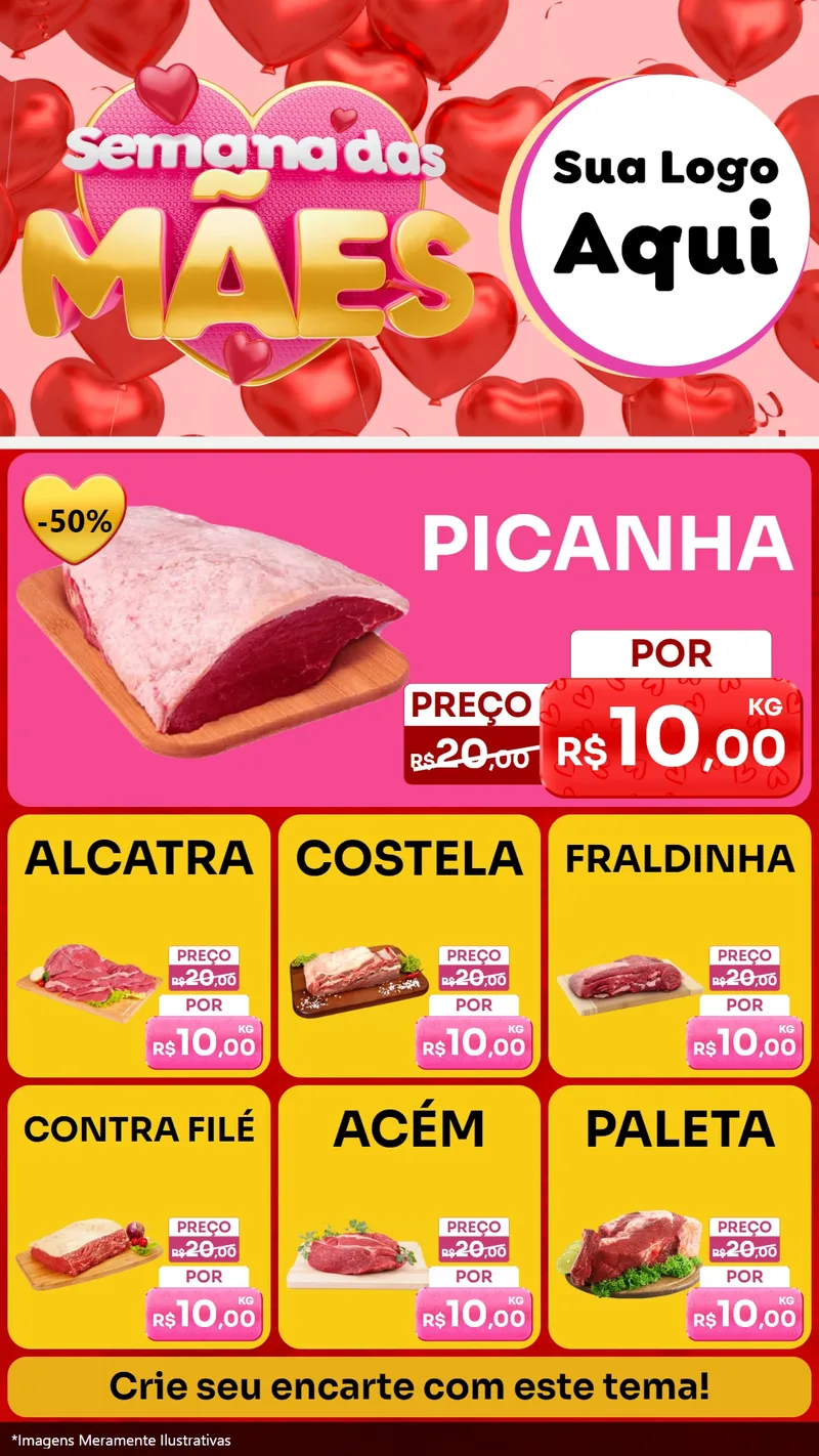 Modelo de Rede Social para Stories com o tema Semana Das Mães para Açougue