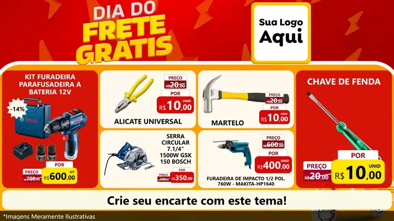 Modelo de TV para TV Horizontal com o tema Dia do Frete Grátis para Maquinas e Ferramentas