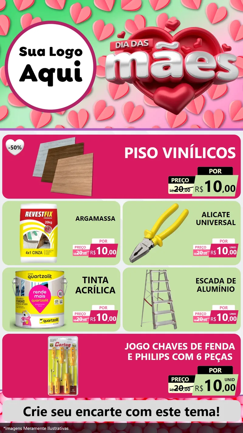 Modelo de TV para TV Vertical com o tema Dia das Mães para Material para Construção