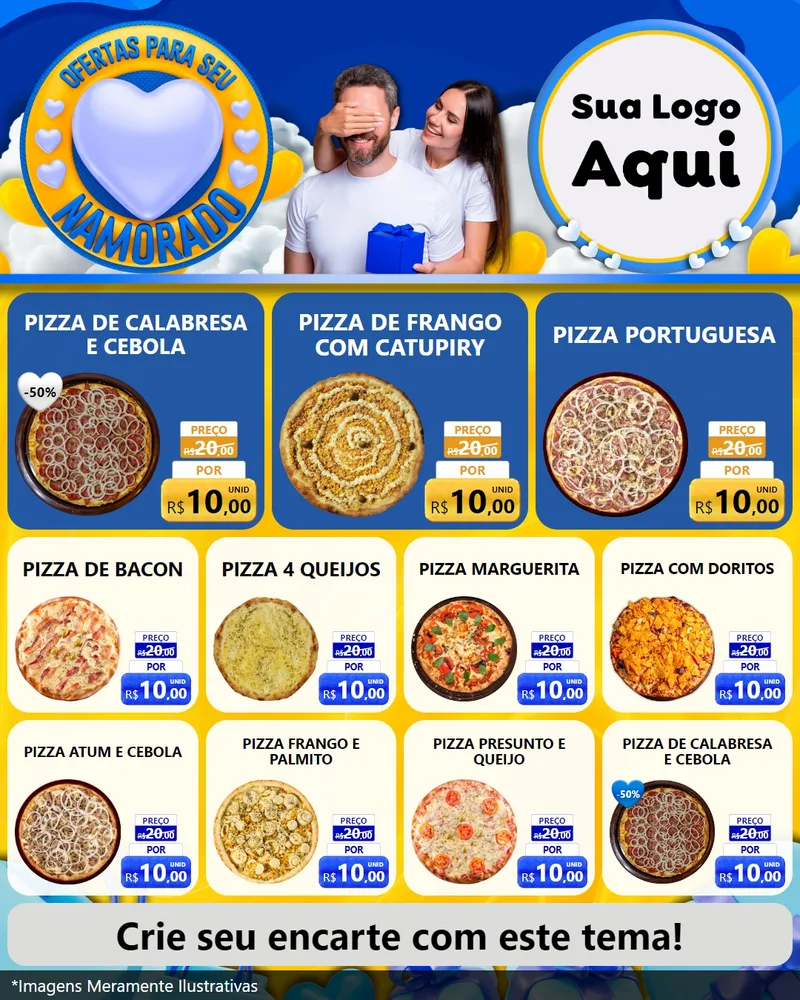 Modelo de Rede Social para Feed Instagram com o tema Ofertas Para Seu Namorado para Pizzaria