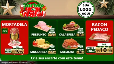Modelo de TV para TV Horizontal com o tema Sorteio de Natal para Frios e Laticínios