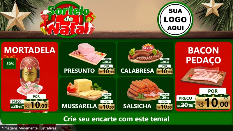 Modelo de TV para TV Horizontal com o tema Sorteio de Natal para Frios e Laticínios
