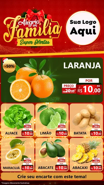 Modelo de Rede Social para Stories com o tema Alegria em Família Super Ofertas - Natal para Hortifrúti