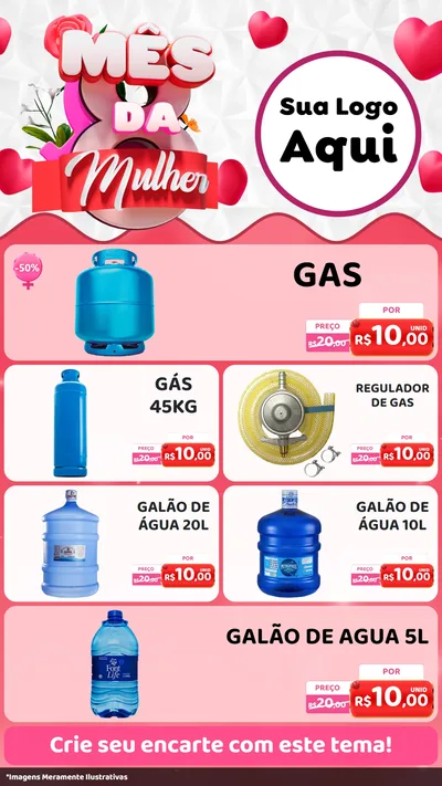 Modelo de TV para TV Vertical com o tema Mês da Mulher para Água e gás