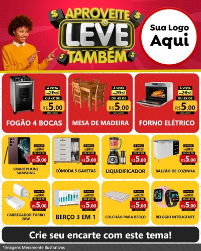 Modelo de Rede Social para Feed Instagram com o tema Aproveite e Leve Também para Móveis e Eletro