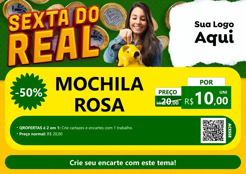 Modelo de Cartaz para Cartaz A4 Horizontal com o tema Sexta do Real para Papelaria