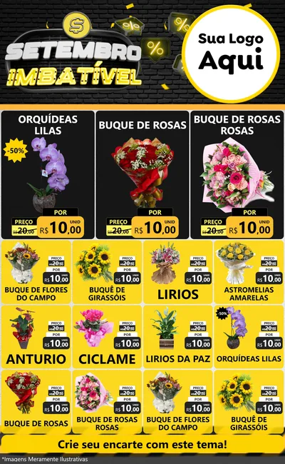 Modelo de Encarte para Encarte Grande com o tema Setembro Imbatível para Floricultura e jardim