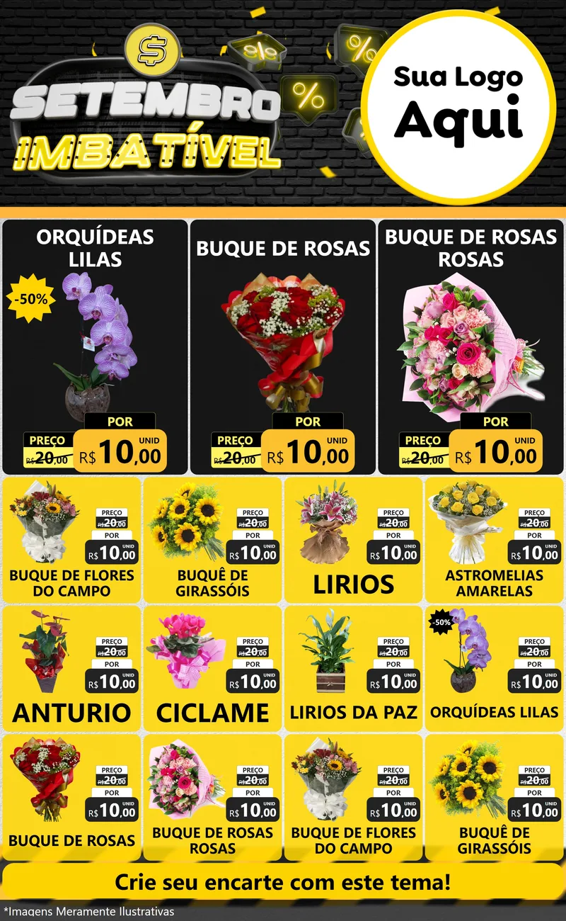 Modelo de Encarte para Encarte Grande com o tema Setembro Imbatível para Floricultura e jardim