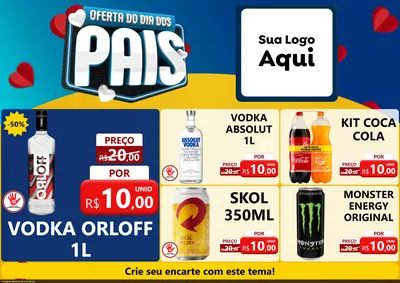 Modelo de Encarte para Encarte A4 Horizontal com o tema Oferta Do Dia Dos Pais para Distribuidora de bebidas
