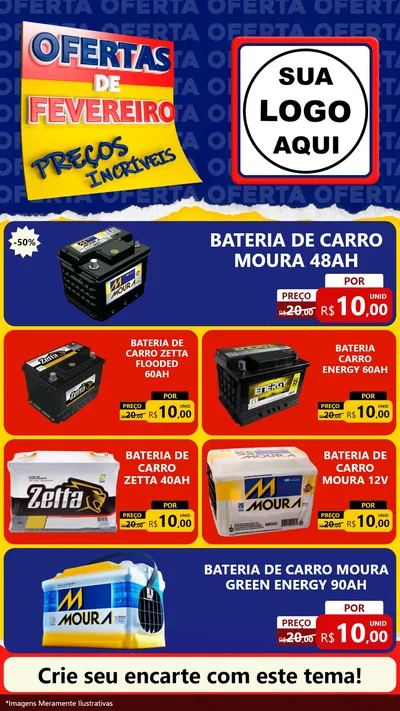Modelo de TV para TV Vertical com o tema Ofertas de Fevereiro - Preços Incríveis para Baterias Elétricas
