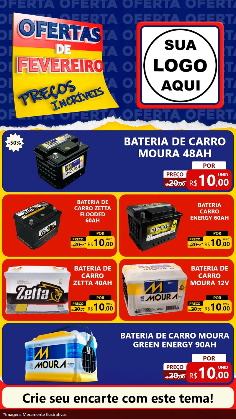 Modelo de TV para TV Vertical com o tema Ofertas de Fevereiro - Preços Incríveis para Baterias Elétricas