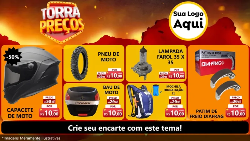 Modelo de TV para TV Horizontal com o tema Torra Preços para Moto peças