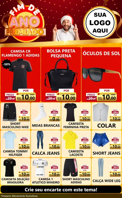 Modelo de Encarte para Encarte Grande com o tema Fim de Ano Premiado para Roupas e acessórios