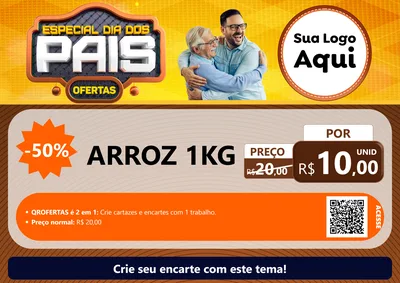 Modelo de Cartaz para Cartaz A4 Horizontal com o tema Especial Dia dos Pais para Supermercado