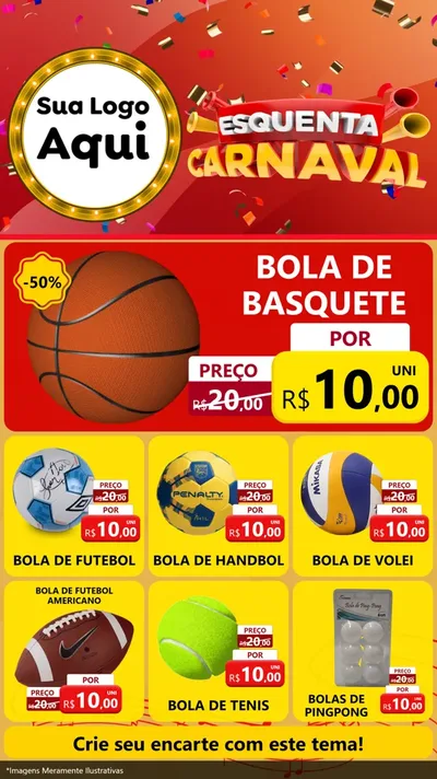 Modelo de Rede Social para Stories com o tema Esquenta Carnaval para Artigos Esportivos