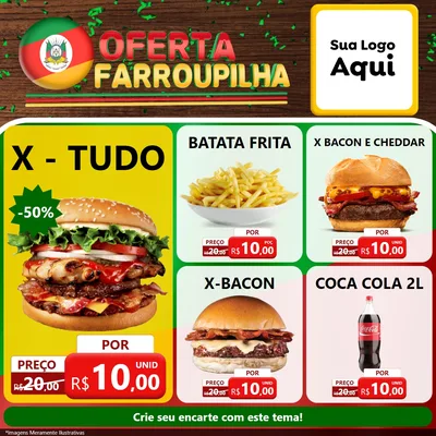 Modelo de Rede Social para Feed Facebook com o tema Oferta Farroupilha para Hamburgueria