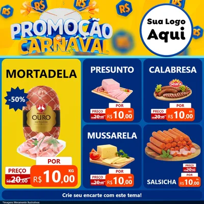 Modelo de Rede Social para Feed Facebook com o tema Promoção de Carnaval para Frios e Laticínios