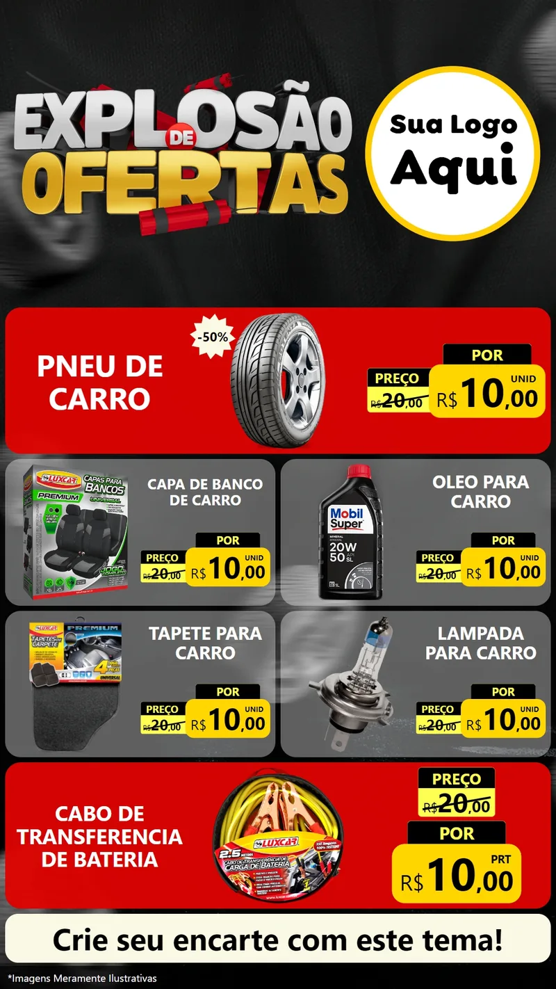 Modelo de TV para TV Vertical com o tema Explosão de Ofertas para Auto peças