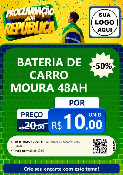 Modelo de Cartaz para Cartaz A4 Vertical com o tema Proclamação da República para Baterias Elétricas