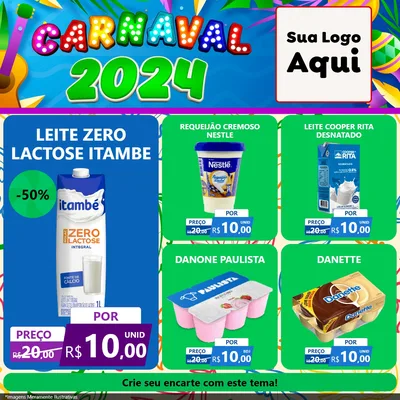 Modelo de Rede Social para Feed Facebook com o tema Carnaval 2027 para Frios e Laticínios