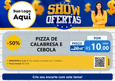Modelo de Cartaz para Cartaz A4 Horizontal com o tema Show de Ofertas para Pizzaria
