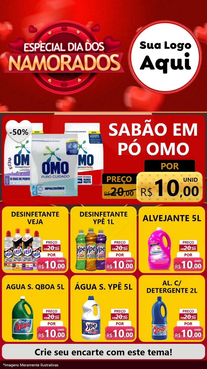 Modelo de Rede Social para Stories com o tema Especial Dia Dos Namorados para Produtos de Limpeza