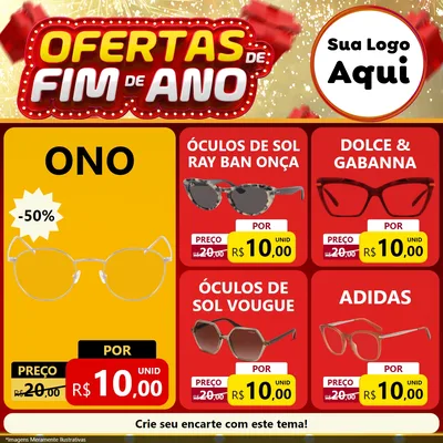 Modelo de Rede Social para Feed Facebook com o tema Ofertas de Fim de Ano para Óticas
