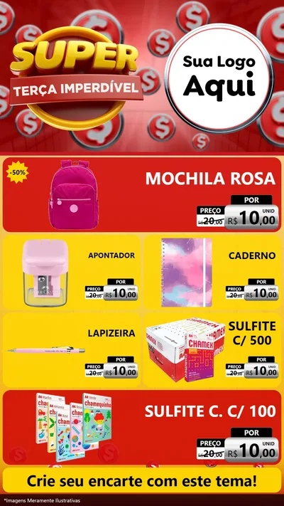 Modelo de TV para TV Vertical com o tema Super Terça Imperdível para Papelaria