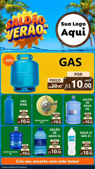 Modelo de Rede Social para Stories com o tema Saldão de Verão para Água e gás
