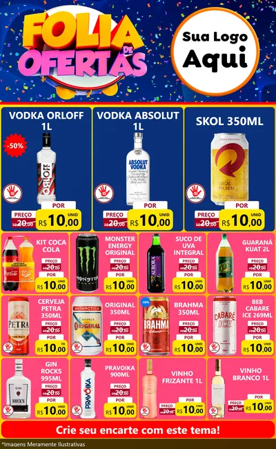 Modelo de Encarte para Encarte Grande com o tema Folia de Ofertas para Distribuidora de bebidas