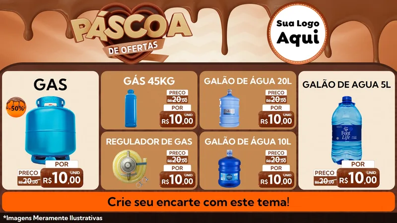 Modelo de TV para TV Horizontal com o tema Páscoa de Ofertas para Água e gás