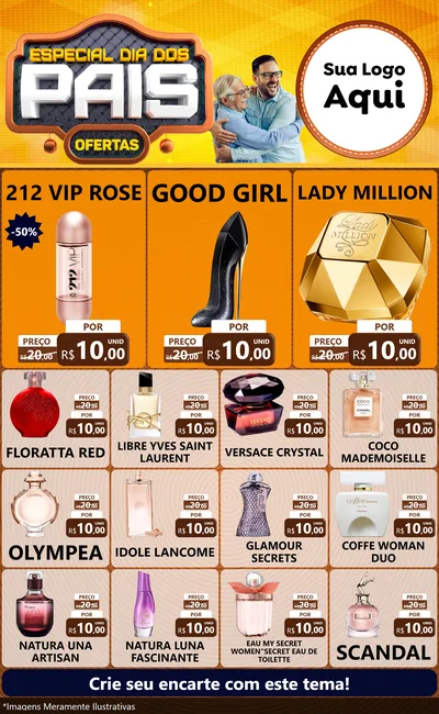 Modelo de Encarte para Encarte Grande com o tema Especial Dia dos Pais para Perfumes