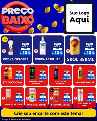 Modelo de Rede Social para Feed Instagram com o tema Preço Baixo para Distribuidora de bebidas