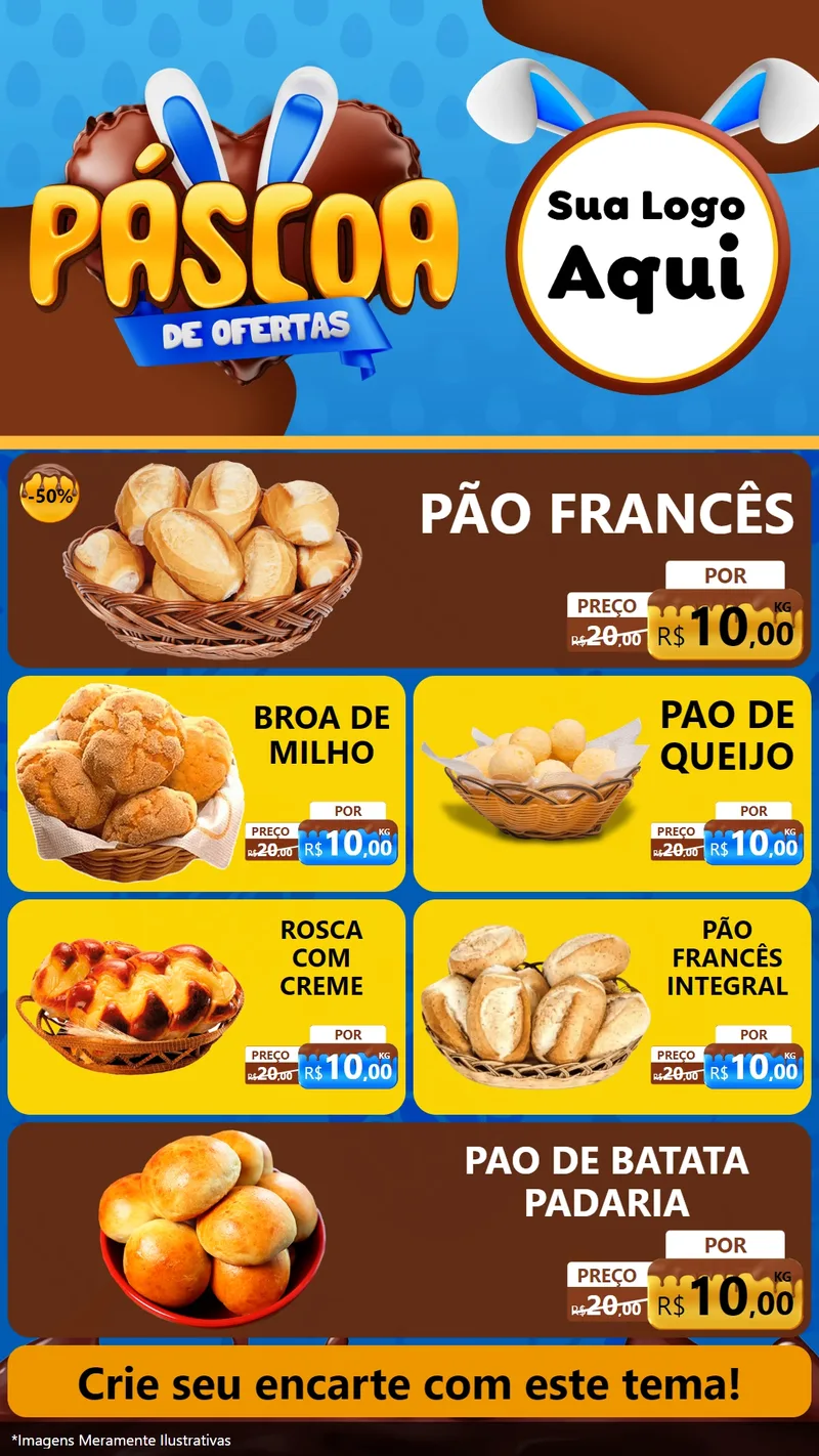 Modelo de TV para TV Vertical com o tema Páscoa de Ofertas para Padaria