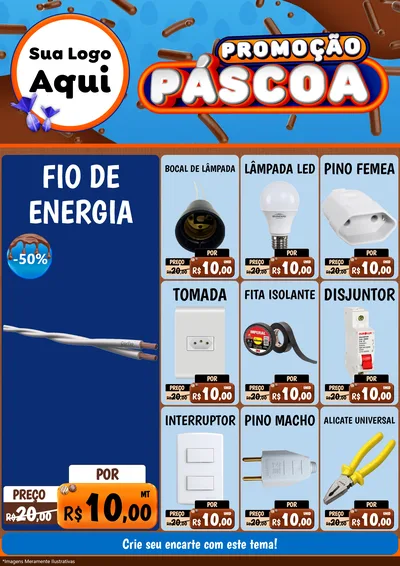 Modelo de Encarte para Encarte A4 Vertical com o tema Promoção Páscoa para Materiais Elétricos