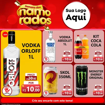 Modelo de Rede Social para Feed Facebook com o tema Semana dos namorados para Distribuidora de bebidas