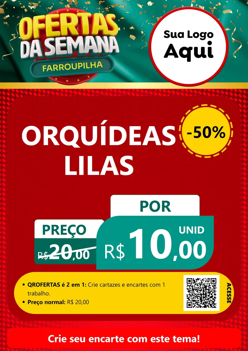 Modelo de Cartaz para Cartaz A4 Vertical com o tema Ofertas da Semana Farroupilha para Floricultura e jardim