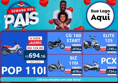 Modelo de Encarte para Encarte A4 Horizontal com o tema Semana Dos Pais para Concessionaria de Motos
